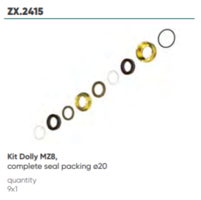 Kit MZ8 MAZZONI MMD Комплект уплотнений с латунью на 1 поршень D20 мм, ZX.2415, IDROBASE Италия