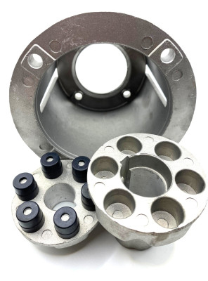 Демпферное соединение колокол/фланец 75 мм-130 мм, с муфтой 24 мм-28 мм