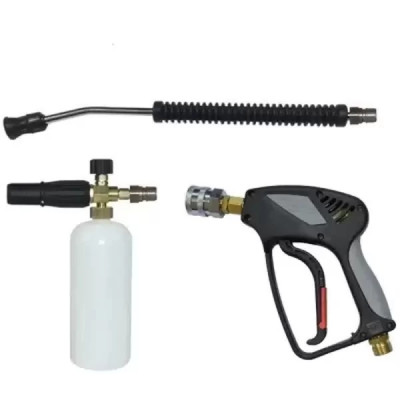 M-005 Пенокомплект TORNADO в сборе (ниппель нержавеющая сталь, муфта-байонет нержавеющая сталь, 250 Бар), копье L=60 см, пистолет, пенная насадка LS3 с бачком 1 литр