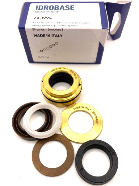 Комплект уплотнения плунжера с латунью KIT 290, для Interpump (IPG) Series 59, Е3В, Е3С, ZX.1994, Италия IDROBASE