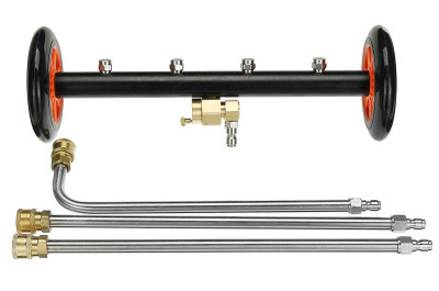 BF-9102 Насадка для мойки днища - 280 бар, ширина 38 см, форсунки 4 шт, колеса с красными вставками