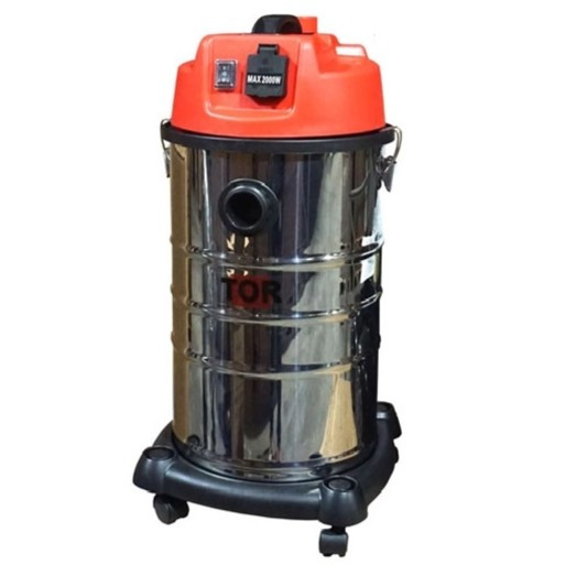 Пылеводосос TOR WL092A-30L INOX с подключением эл.инструмента, с розеткой, 1200 Вт, 220 В, 230м 3/ч, 78 дБ, бак нержавеющая сталь 30 литров