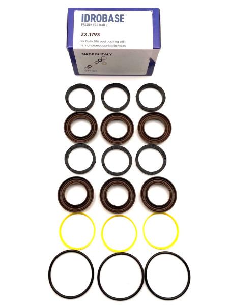 07.9807.97.3/079807973 KIT 76 Комплект водяных уплотнений для Bertolini TML 1220-2020, TMH 3036-3055 Ø18 мм, ZX.1793, Италия IDROBASE