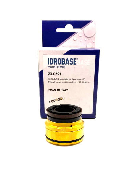 Комплект уплотнения плунжера KIT 28, 18579 (34002801) с латунью для Interpump (IPG) Series 47-48, ZX.0391, Италия IDROBASE 