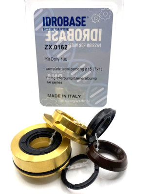 34013001 KIT130 Комплект уплотнений на 1 плунжер с латунью, для Elite Interpump (IPG) Series 44, Италия IDROBASE
