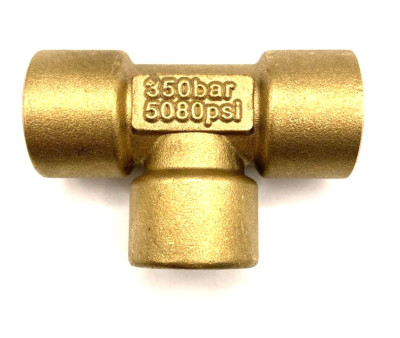 Тройник высокого давления 3/8 внут, 350 бар, латунь, M-00121 